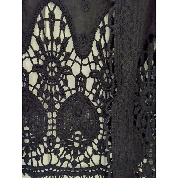 New Vince Camuto ONE SIZE Crochet Lace Open Front Shrug Cardigan Heart Love - Picture 3 of 9